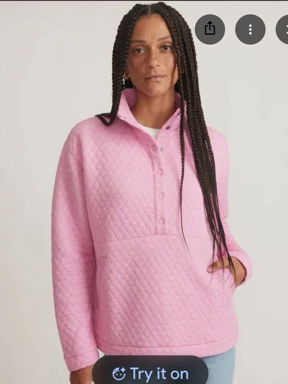 Marine Layer Corbett Funnel Neck Quilted Pullover in Pink Size Medium